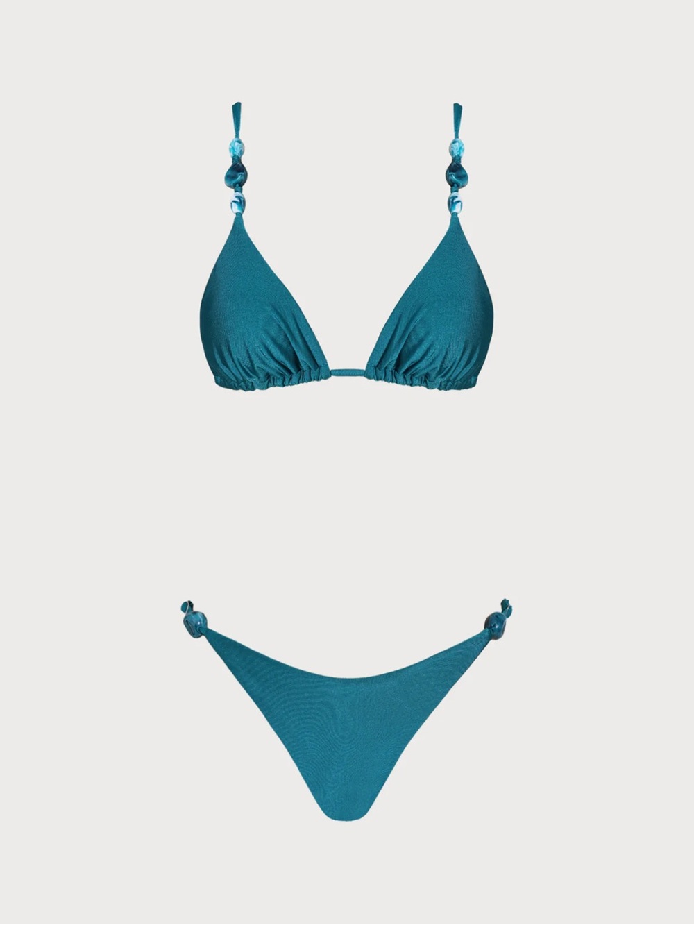 Samiol Turquoise Ruched Rhinestones Bikini Set - Picture 5 of 6
